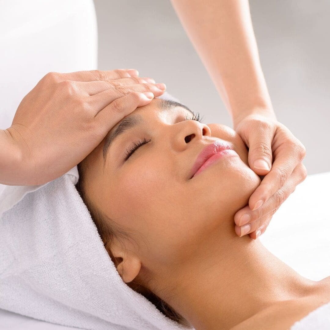 Facial massage in a spa setting